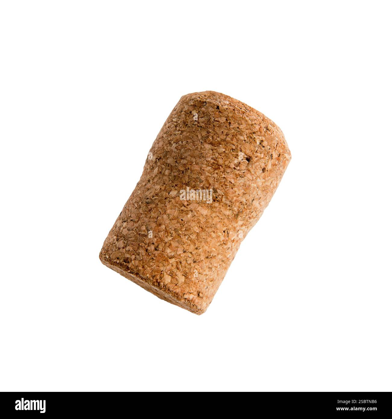 Sughero di vino naturale su sfondo bianco isolato Foto Stock