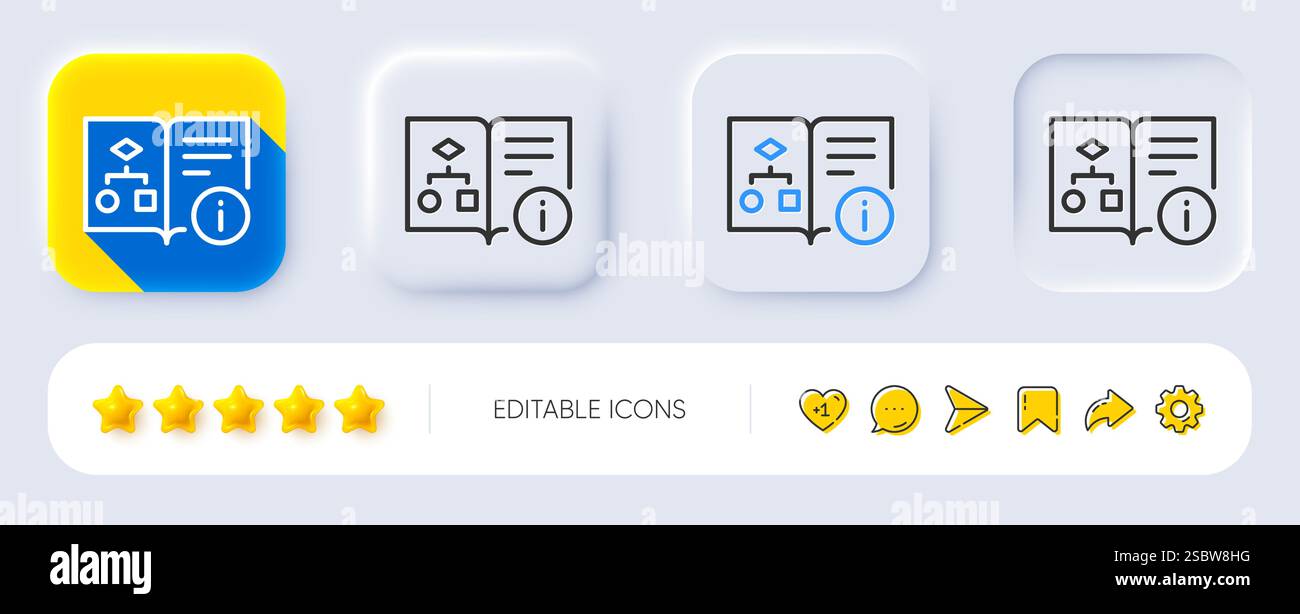 Icona della riga dell'algoritmo tecnico. Firma della documentazione del progetto. Pulsanti neumorfici. Vettore Illustrazione Vettoriale