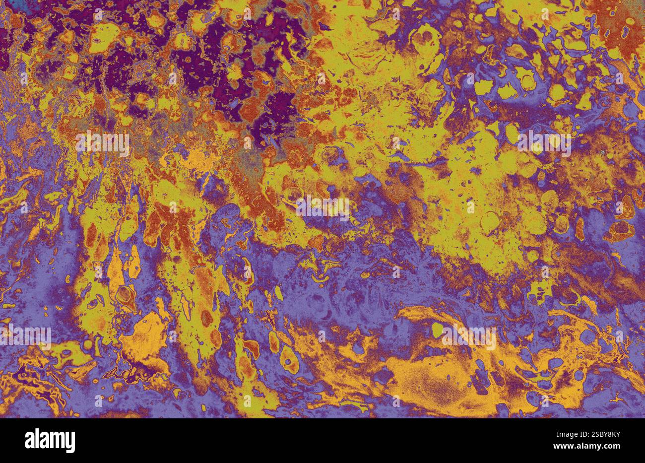 Bella arte astratta di tecniche di pittura di marbling Ebru sull'acqua con vernici acriliche Foto Stock