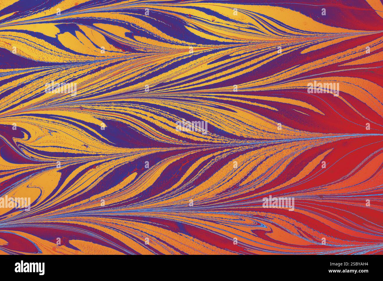 Bella arte astratta di tecniche di pittura di marbling Ebru sull'acqua con vernici acriliche Foto Stock