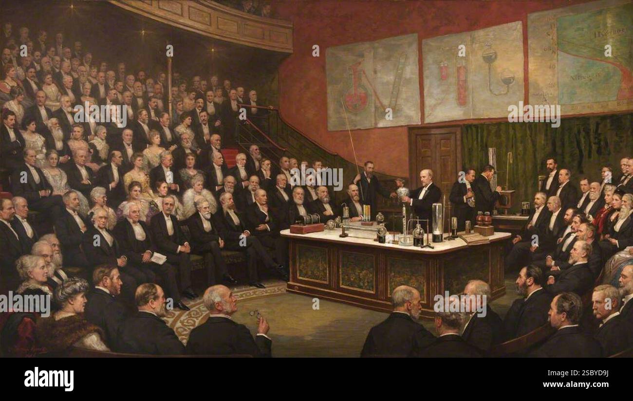 Henry Jamyn Brooks - A Friday Evening Discourse at the Royal Institution; Sir James Dewar on Liquid Hydrogen, 1904. Foto Stock