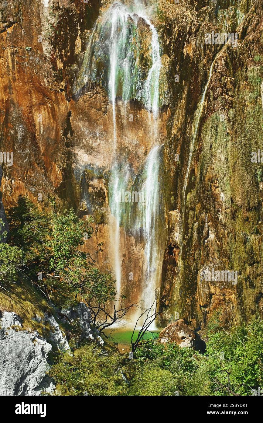 Cascate nel Parco Nazionale dei Laghi di Plitvice, Croazia Plitvice, Croazia, Europa Foto Stock