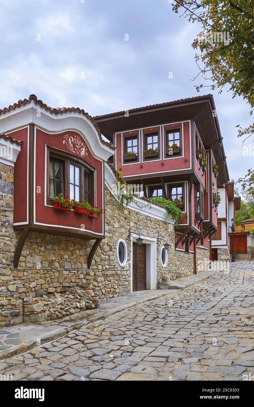 Street in the Old Plovdiv, Bulgaria Plovdiv, Bulgaria, Europa Foto Stock