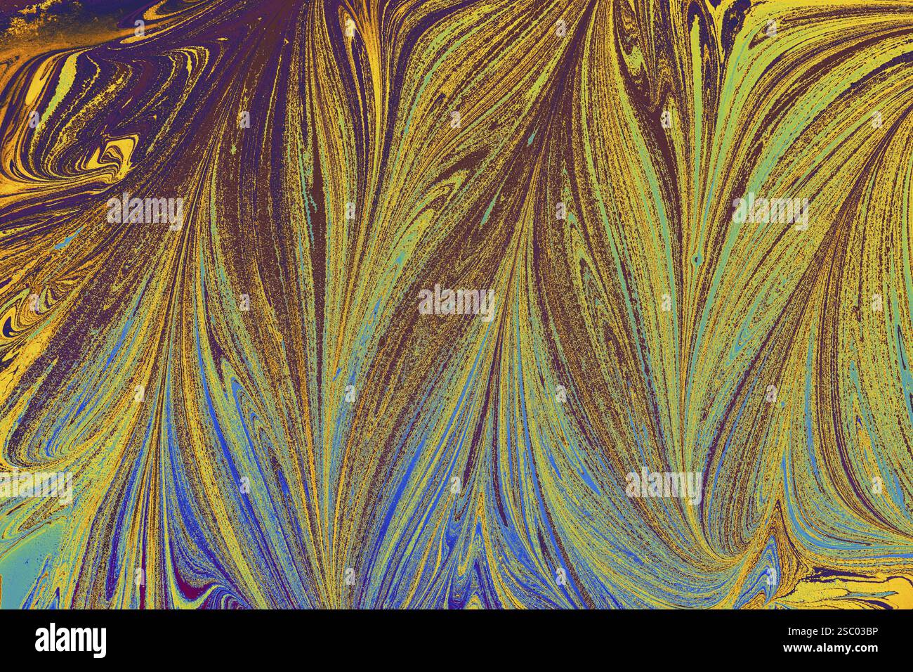 Bella arte astratta di tecniche di pittura di marbling Ebru sull'acqua con vernici acriliche Foto Stock