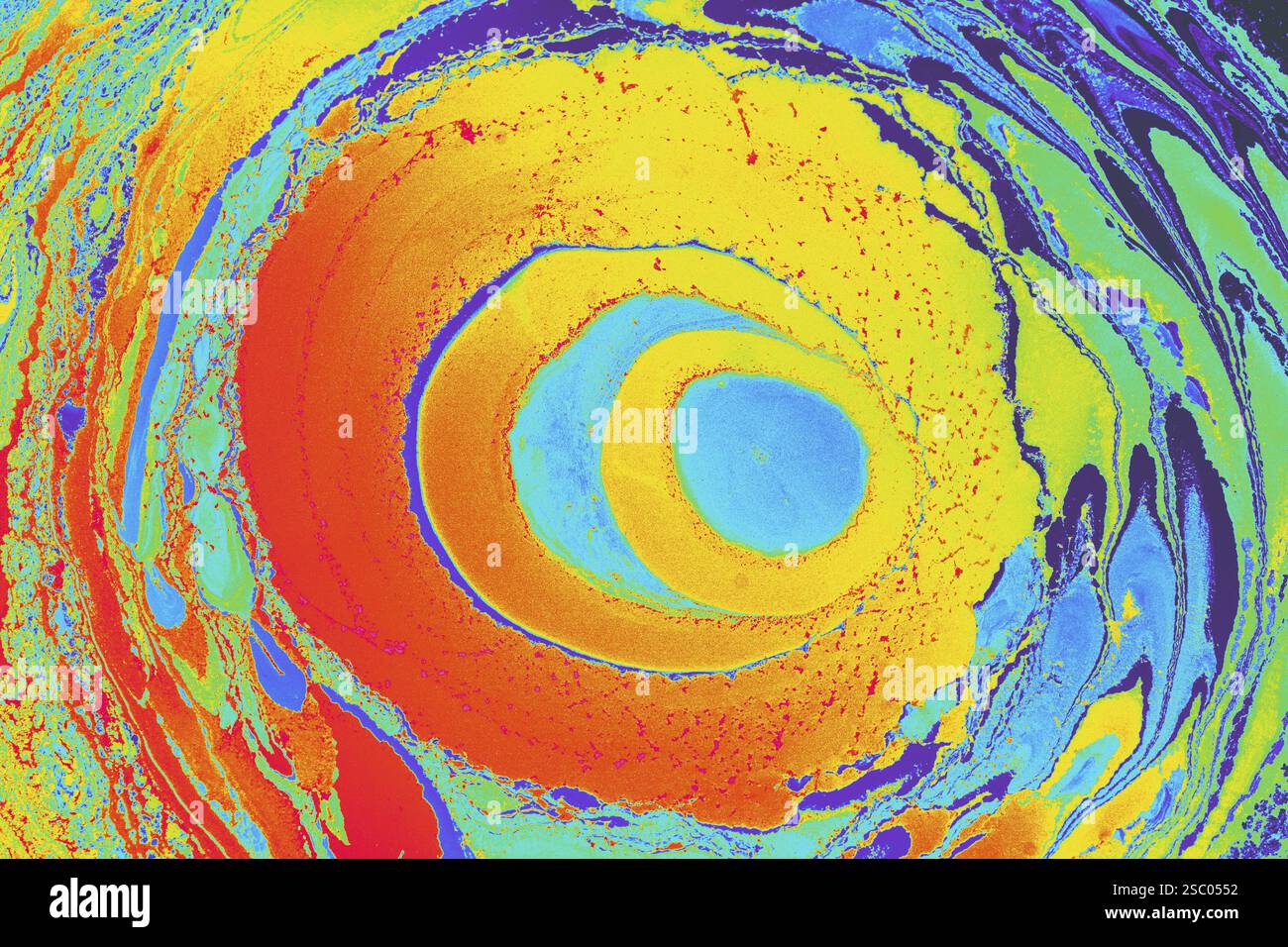 Bella arte astratta di tecniche di pittura di marbling Ebru sull'acqua con vernici acriliche Foto Stock