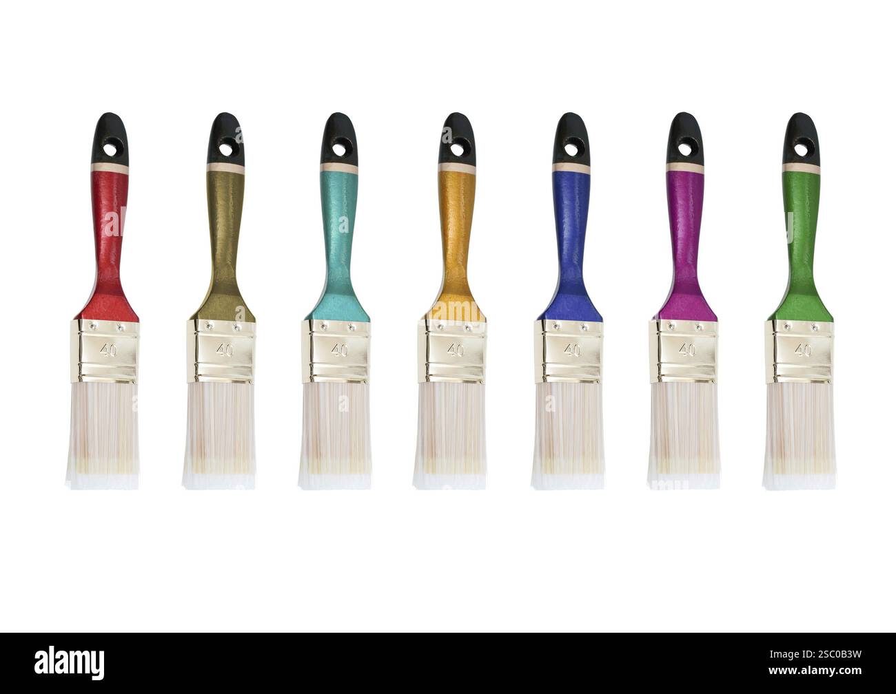 Setole multicolore su sfondo bianco Foto Stock