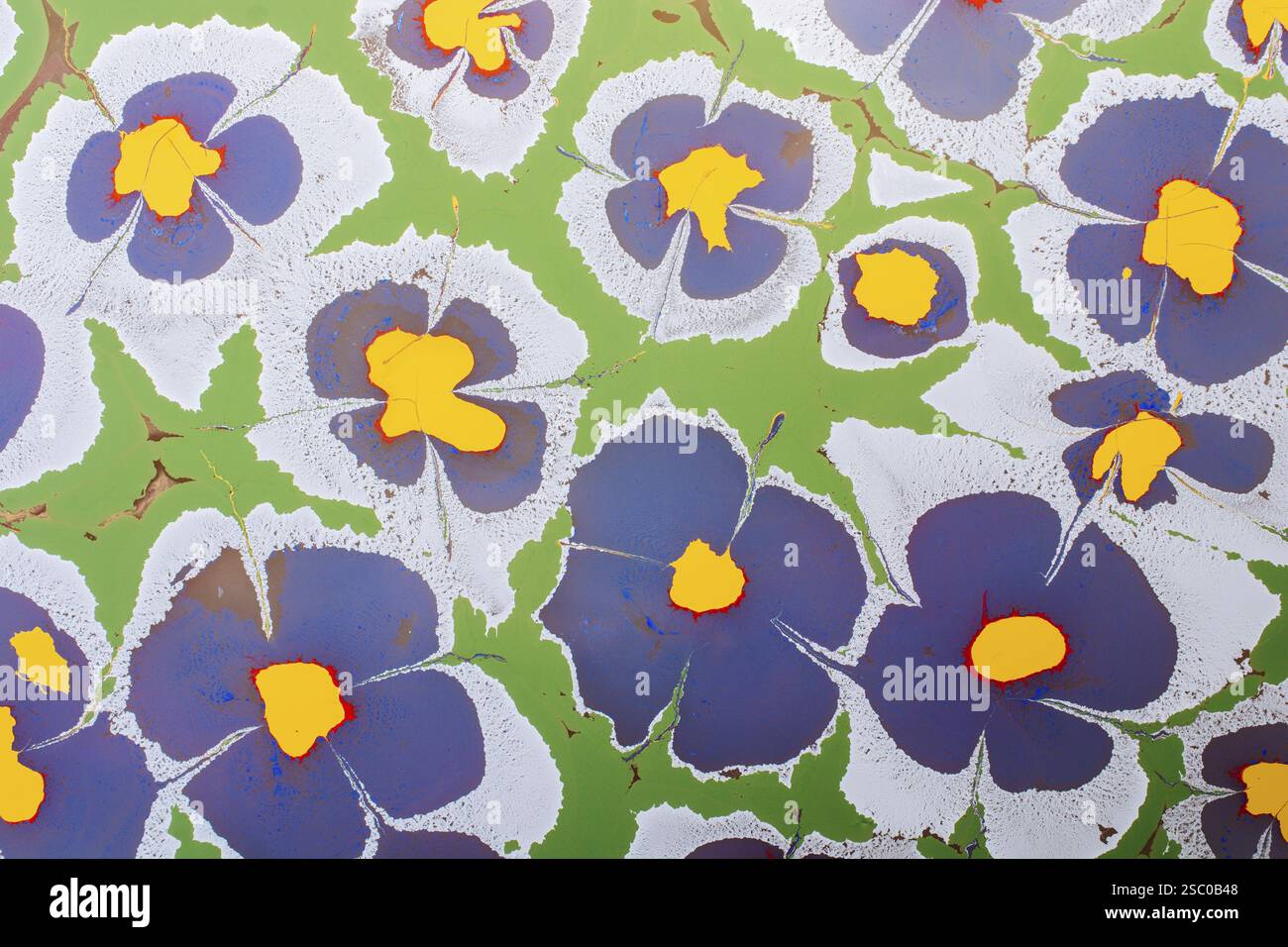 Bella arte astratta di tecniche di pittura di marbling Ebru sull'acqua con vernici acriliche Foto Stock