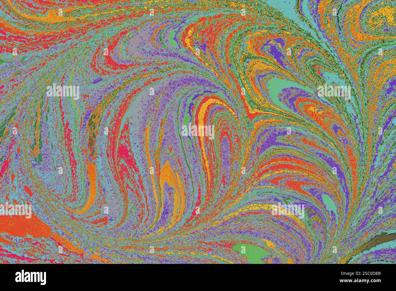 Bella arte astratta di tecniche di pittura di marbling Ebru sull'acqua con vernici acriliche Foto Stock