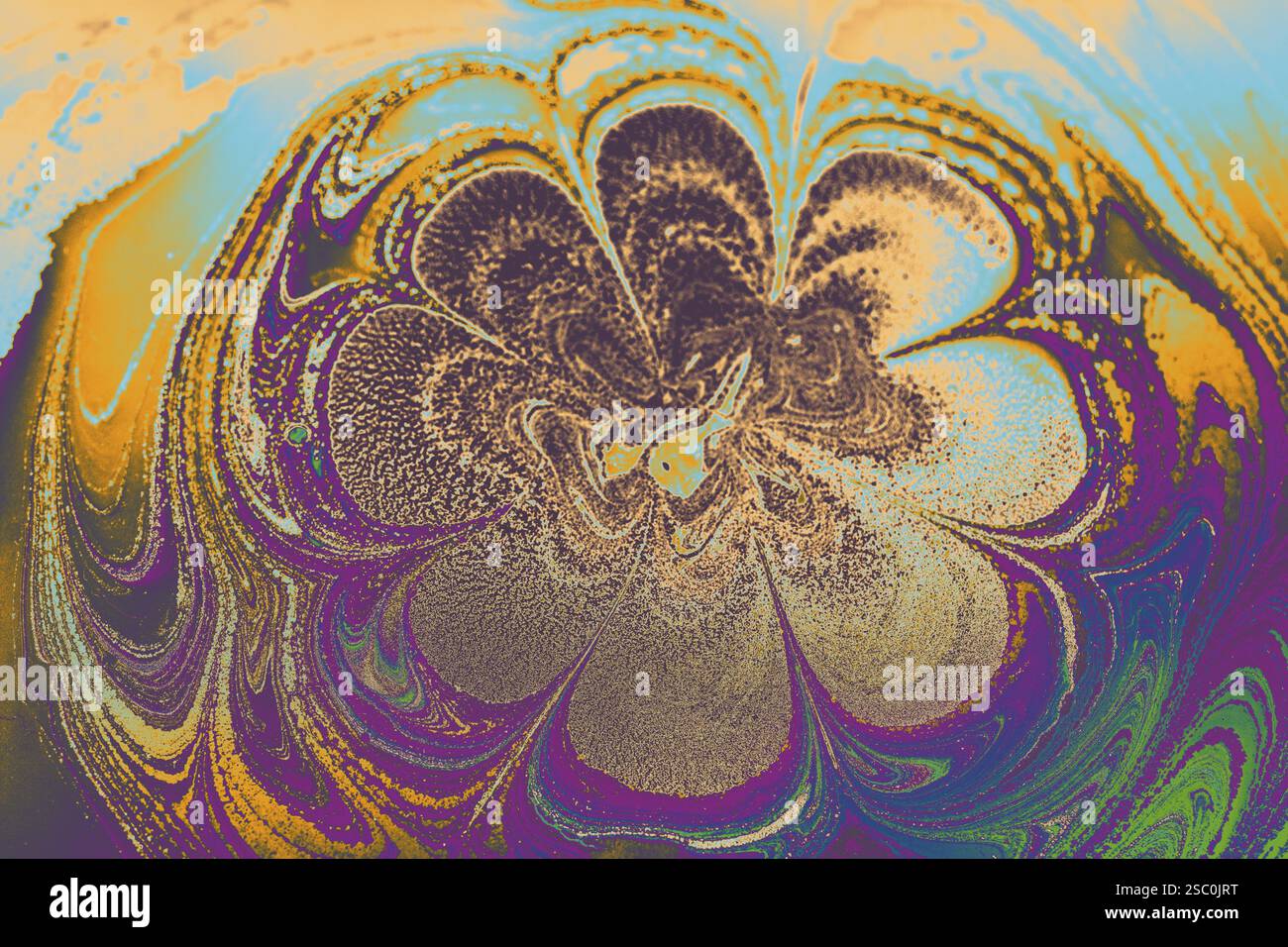 Bella arte astratta di tecniche di pittura di marbling Ebru sull'acqua con vernici acriliche Foto Stock