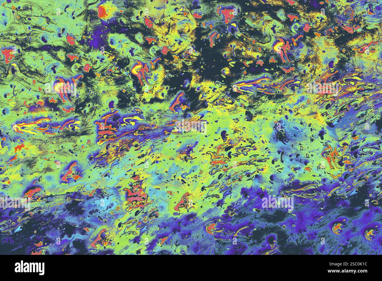 Bella arte astratta di tecniche di pittura di marbling Ebru sull'acqua con vernici acriliche Foto Stock