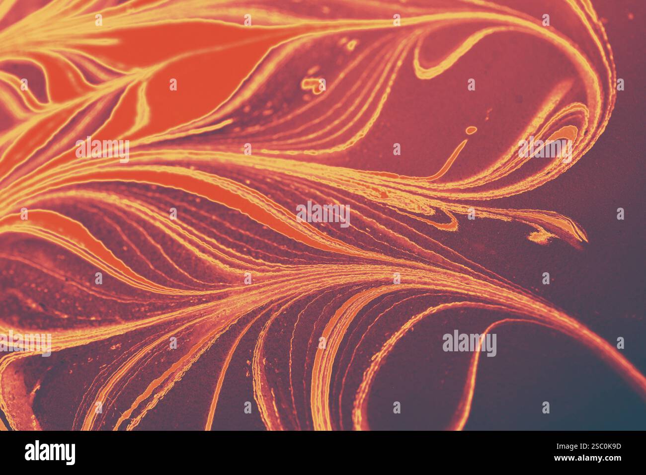 Bella arte astratta di tecniche di pittura di marbling Ebru sull'acqua con vernici acriliche Foto Stock