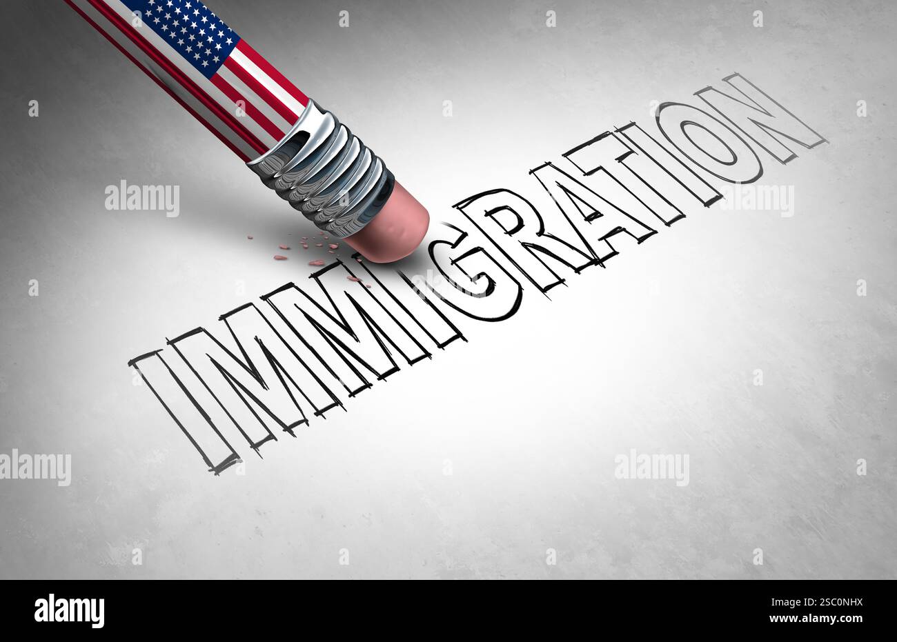 Il controllo dell'immigrazione DEGLI STATI UNITI e il concetto anti-immigrazione degli Stati Uniti o la crisi dei rifugiati immigrati americani come simbolo della cancellazione della migrazione con gli Stati Uniti Foto Stock