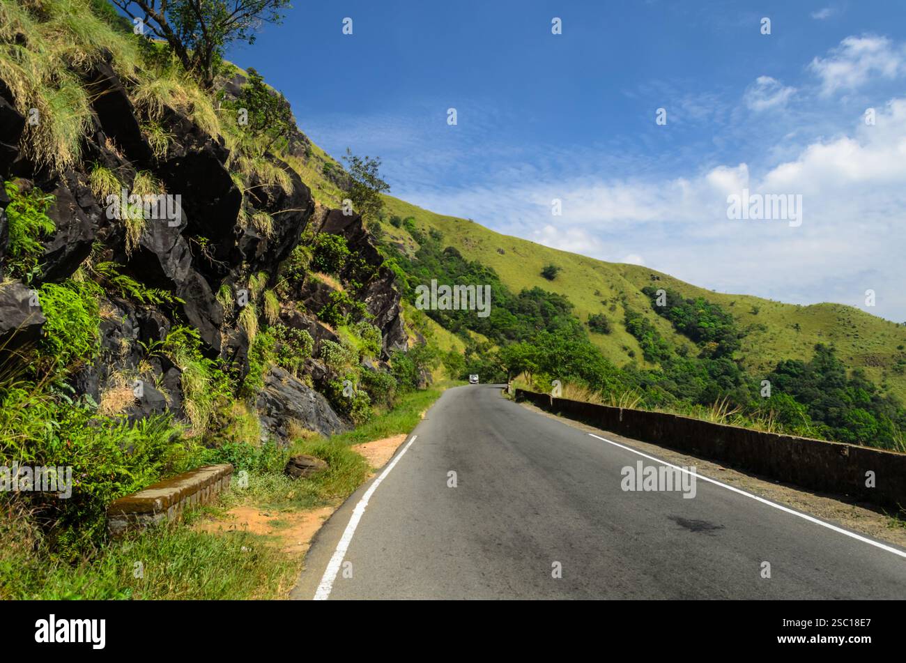 Bellissimi pendii lungo le strade di Kudremukh, distretto di Chikmagalur, Karnataka Foto Stock