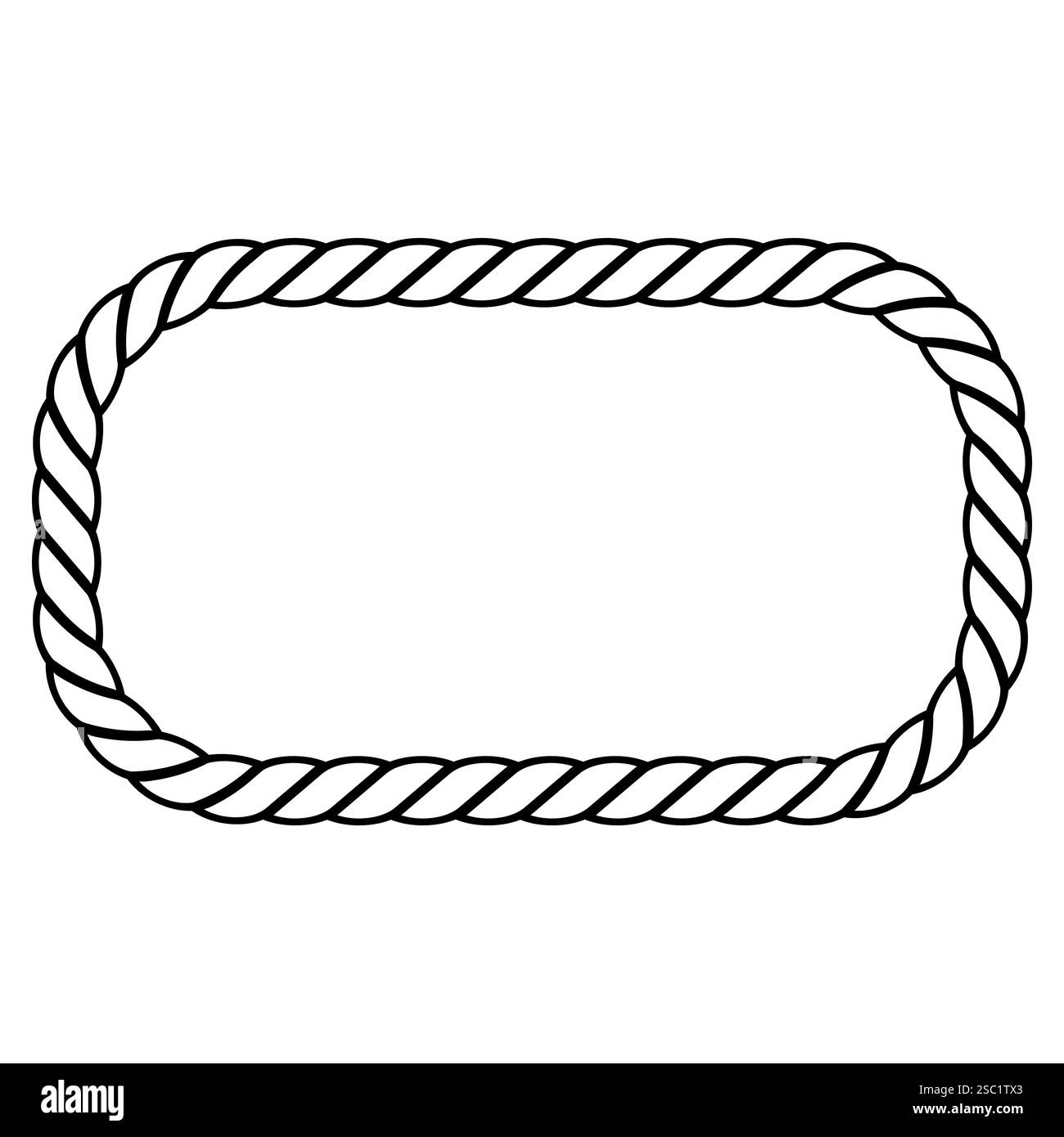 Disegno lineare del telaio rettangolare in corda Illustrazione Vettoriale