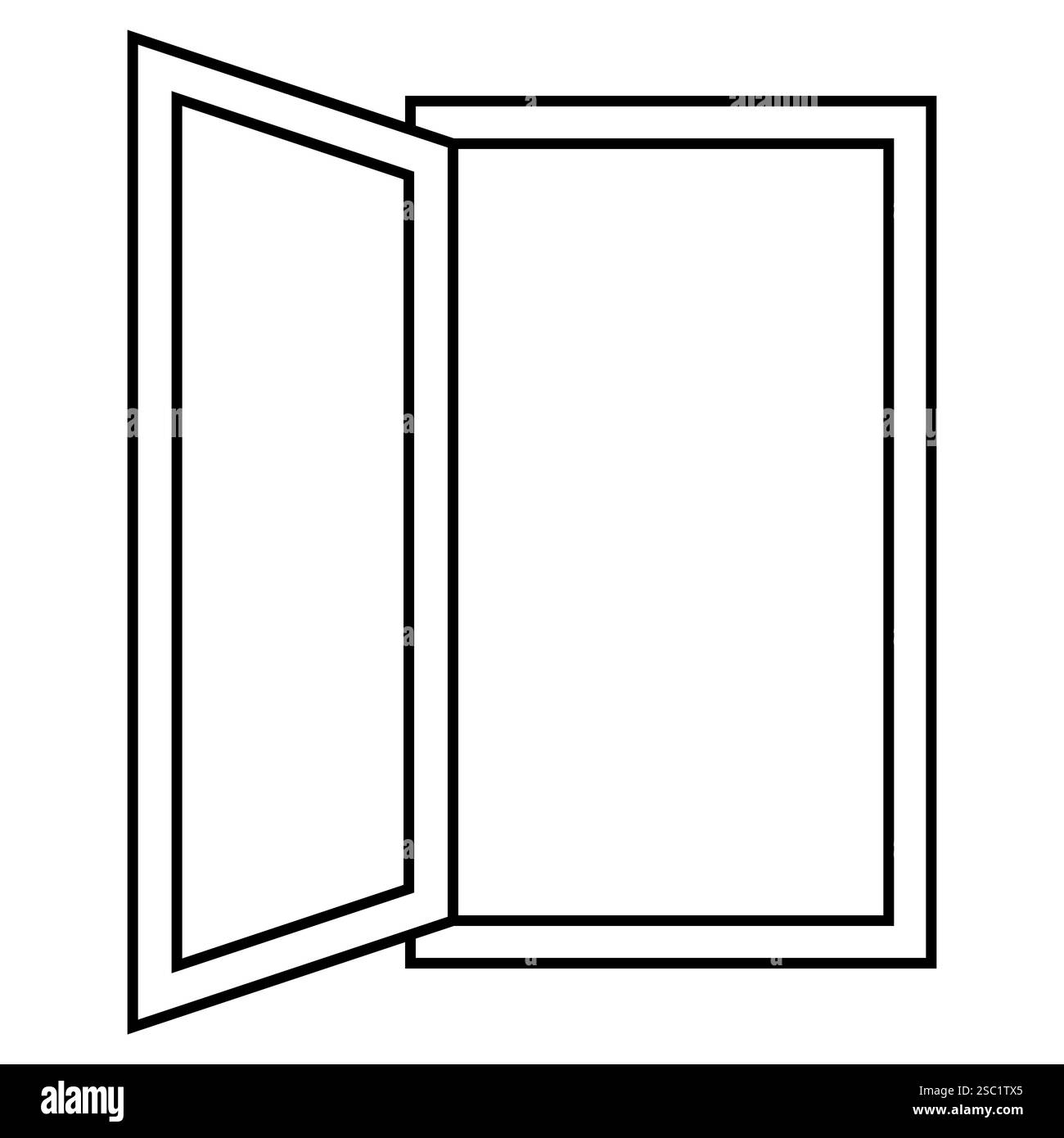 Open Door Frame Line Art Open Window Air Out Stuffiness Illustrazione Vettoriale