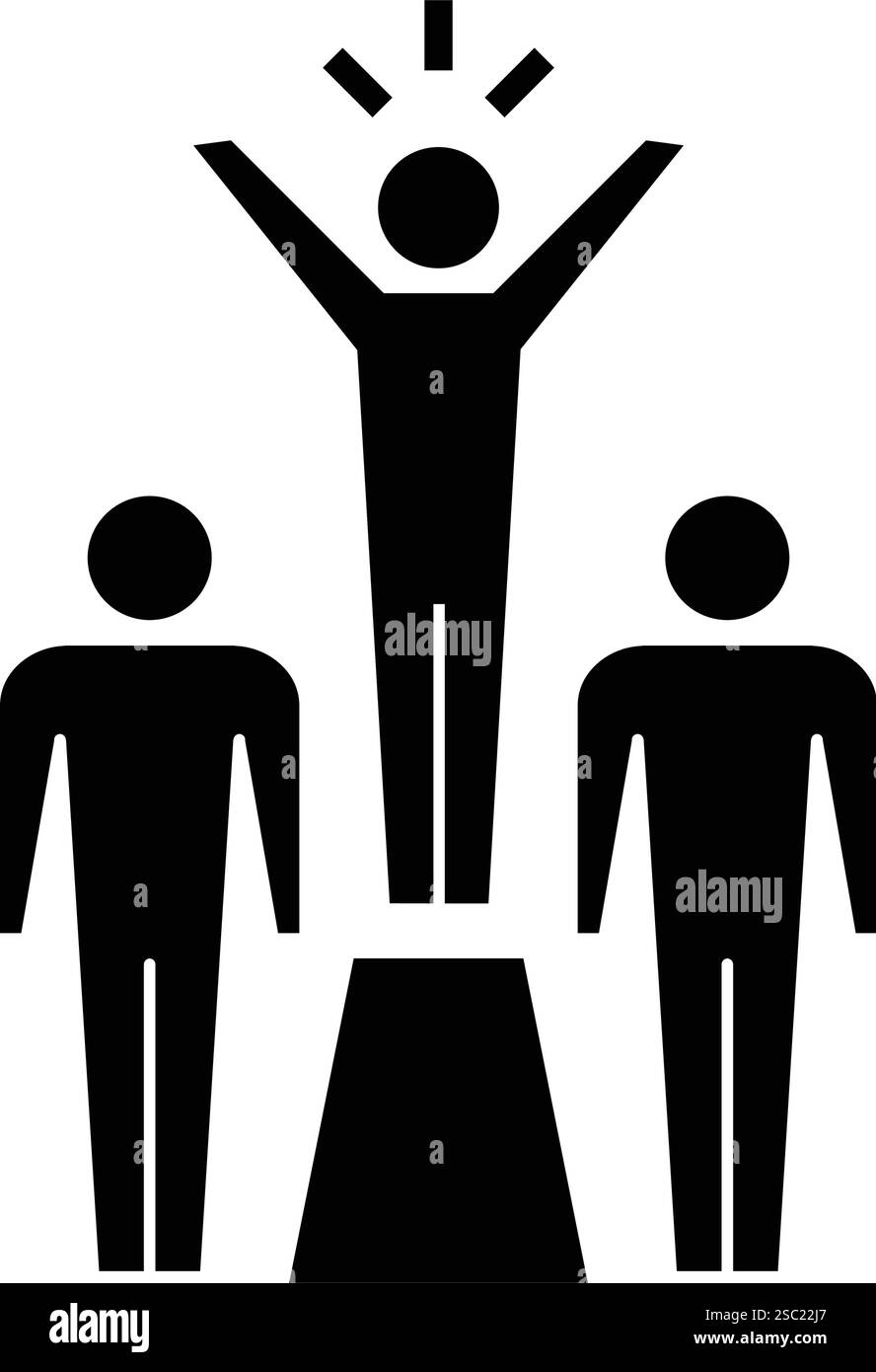 Icona di leadership gruppo vettoriale di persone e simbolo di leader nell'illustrazione con pittogramma a glifo Illustrazione Vettoriale