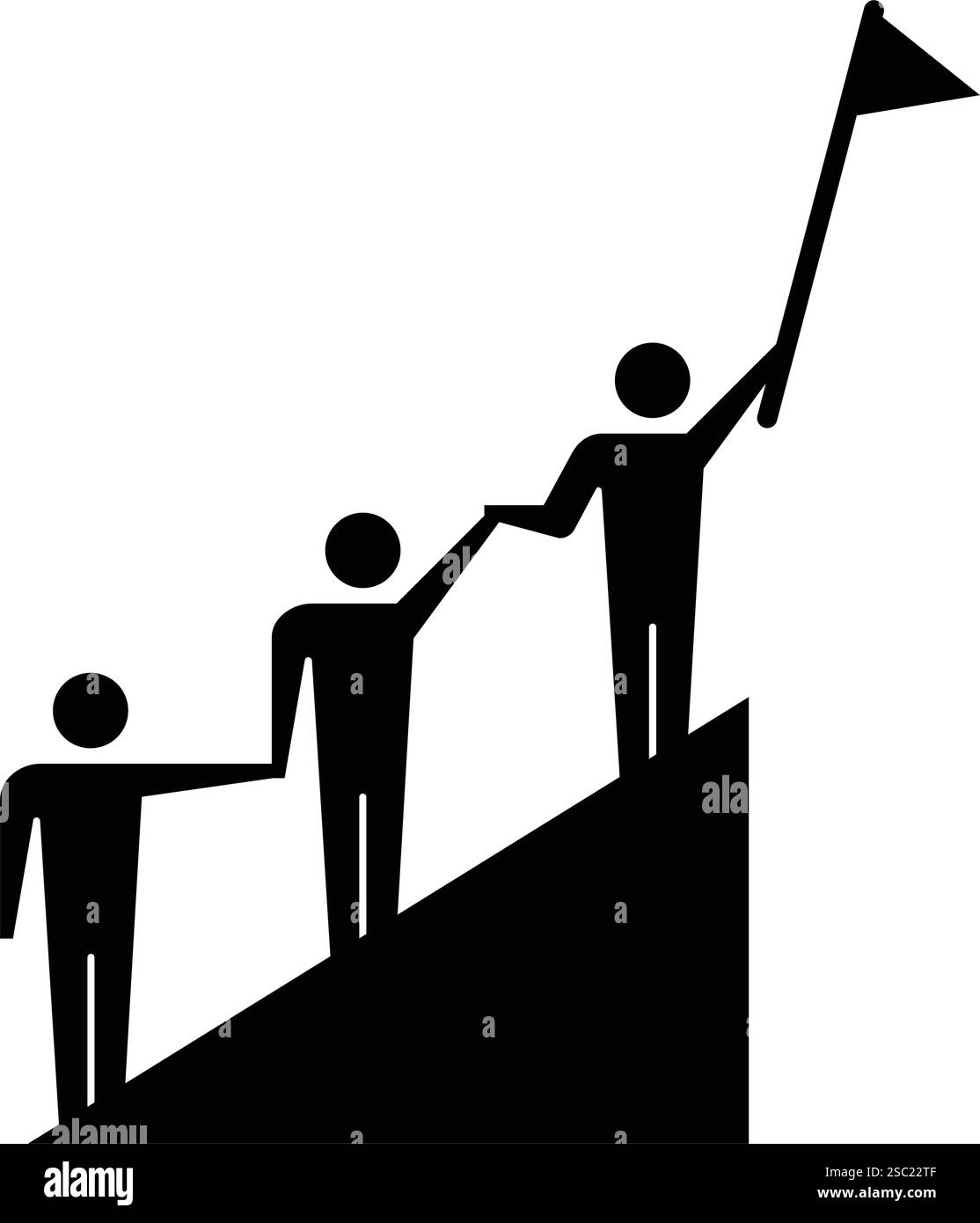 Icona di leadership gruppo vettoriale di persone e simbolo di leader nell'illustrazione con pittogramma a glifo Illustrazione Vettoriale