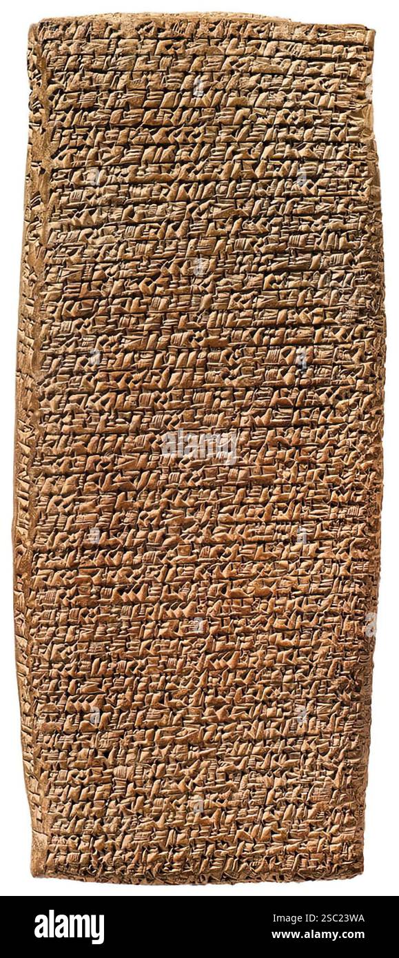 7524. Vecchio testo legale assiro che descrive una disputa tra due mercanti in Kanesh, scrittura Quneiforme datata intorno al 2000–1800 a.c., Anatolia Foto Stock