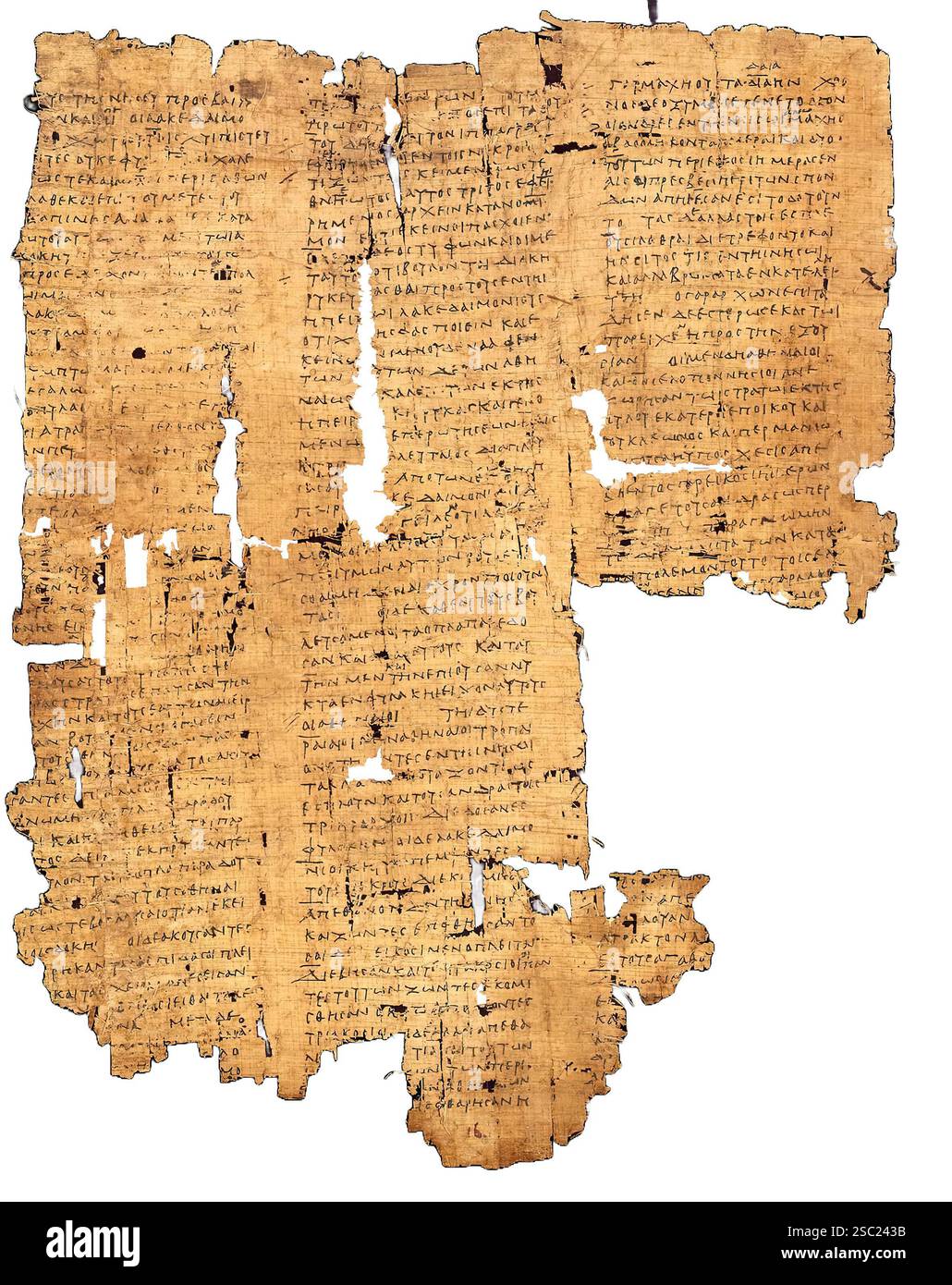 7543. Papiro Oxyrhynchus 16, un frammento del quarto libro della storia della guerra del Peloponneso di Tucidide Foto Stock