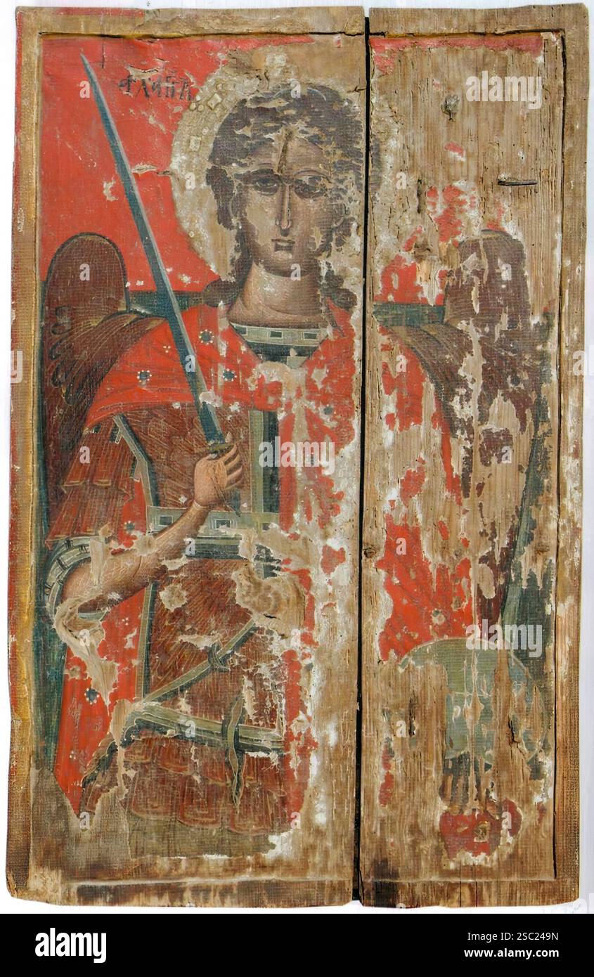 7570. Arcangelo St. Michael dal 17. C icona nella Chiesa Demetrio di Bukovo Foto Stock