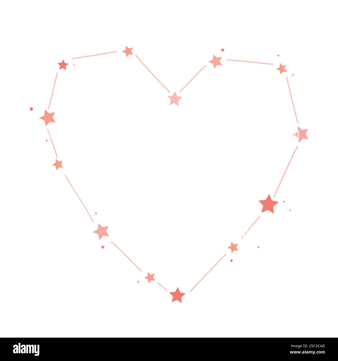 Forma il cuore costellazione di stelle. Concetto di amore e San Valentino. Illustrazione isolata vettoriale Illustrazione Vettoriale