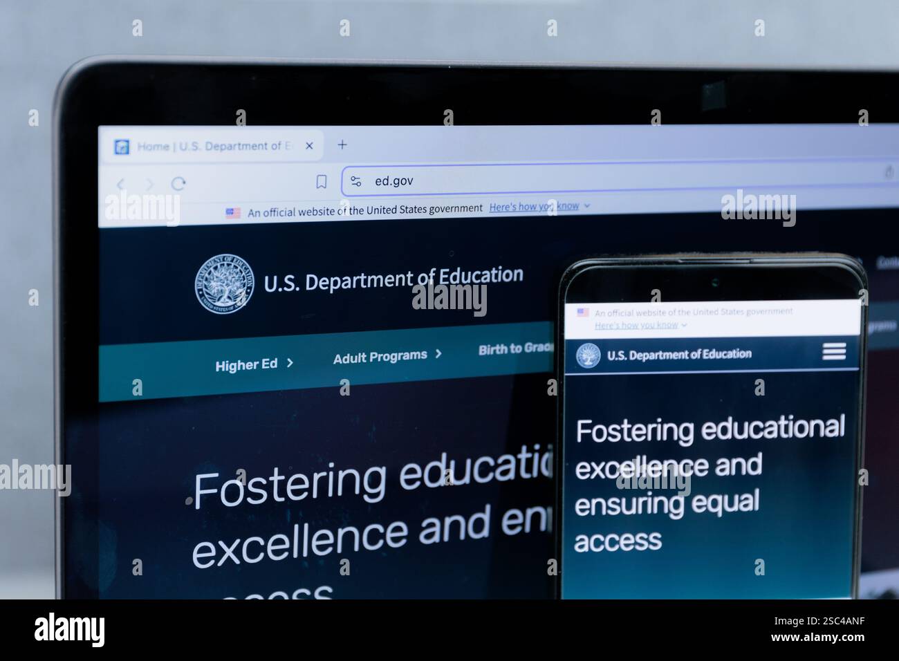 Viene visualizzato il sito Web del Dipartimento dell'istruzione degli Stati Uniti Foto Stock