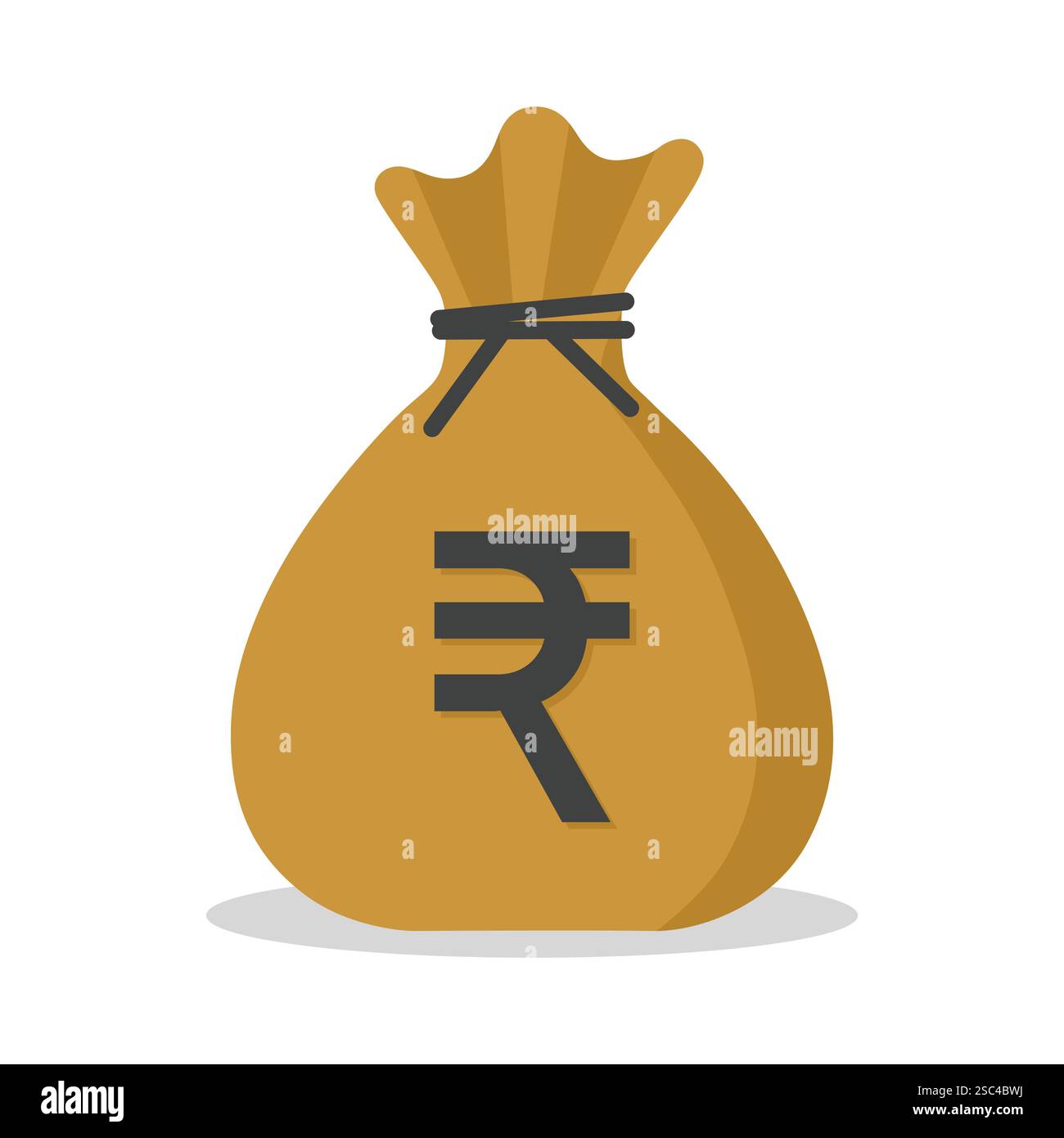 Sacco di soldi. segno di rupie. Icona valuta indiana. illustrazione vettoriale. Illustrazione Vettoriale
