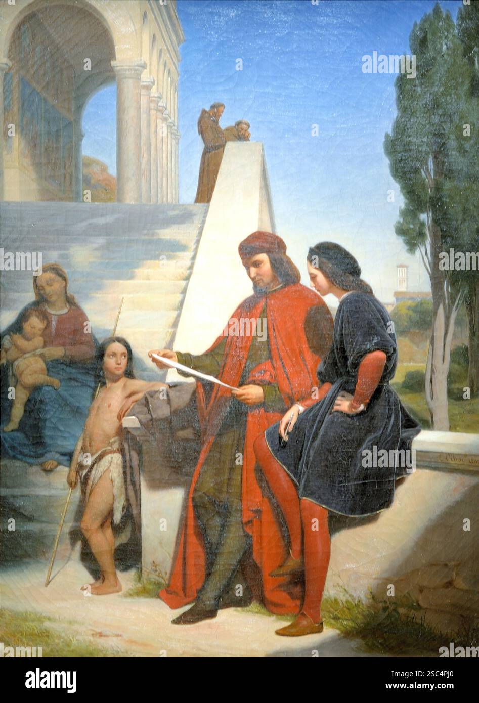 Le Pérugin e Raphaël a Pérouse (1842) Édouard CIBOT (1799-1877) - Foto Stock