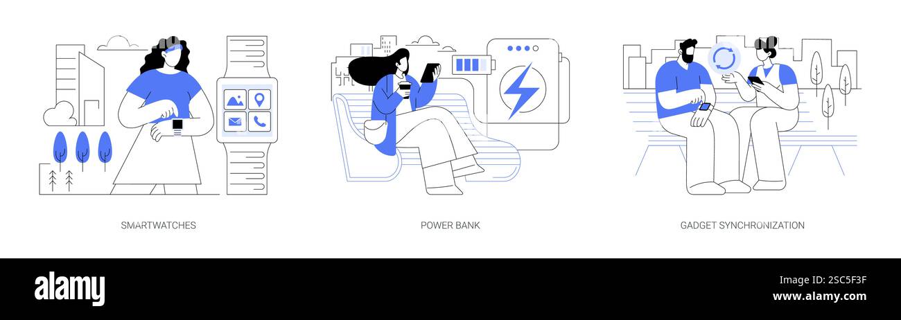 I gadget utilizzano illustrazioni vettoriali di cartoni animati isolate se Illustrazione Vettoriale