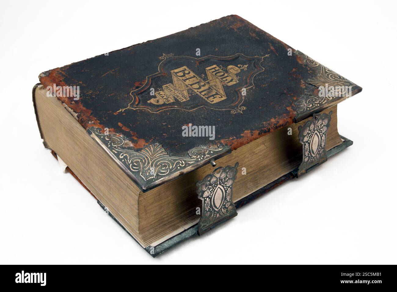 Antica Bibbia della famiglia illustrata del XIX secolo - la Sacra Bibbia con commenti di Scott ed Enrico contenente anche molte migliaia di critiche Foto Stock