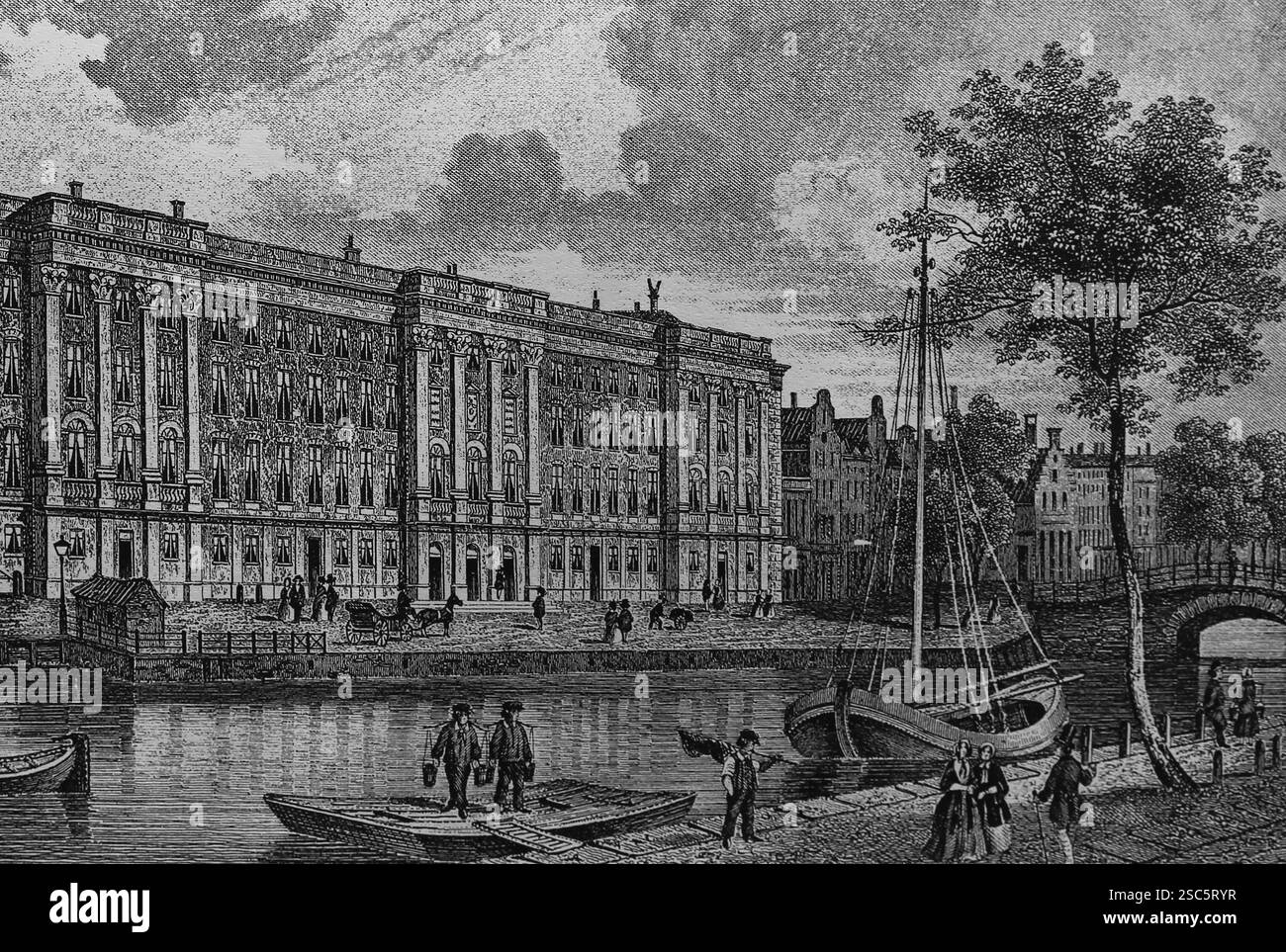 Paesi Bassi. Amsterdam. Palazzo di giustizia. Incisione, 1858. L. Thumling (incisore) e L. Rohbock (cassetto). Foto Stock