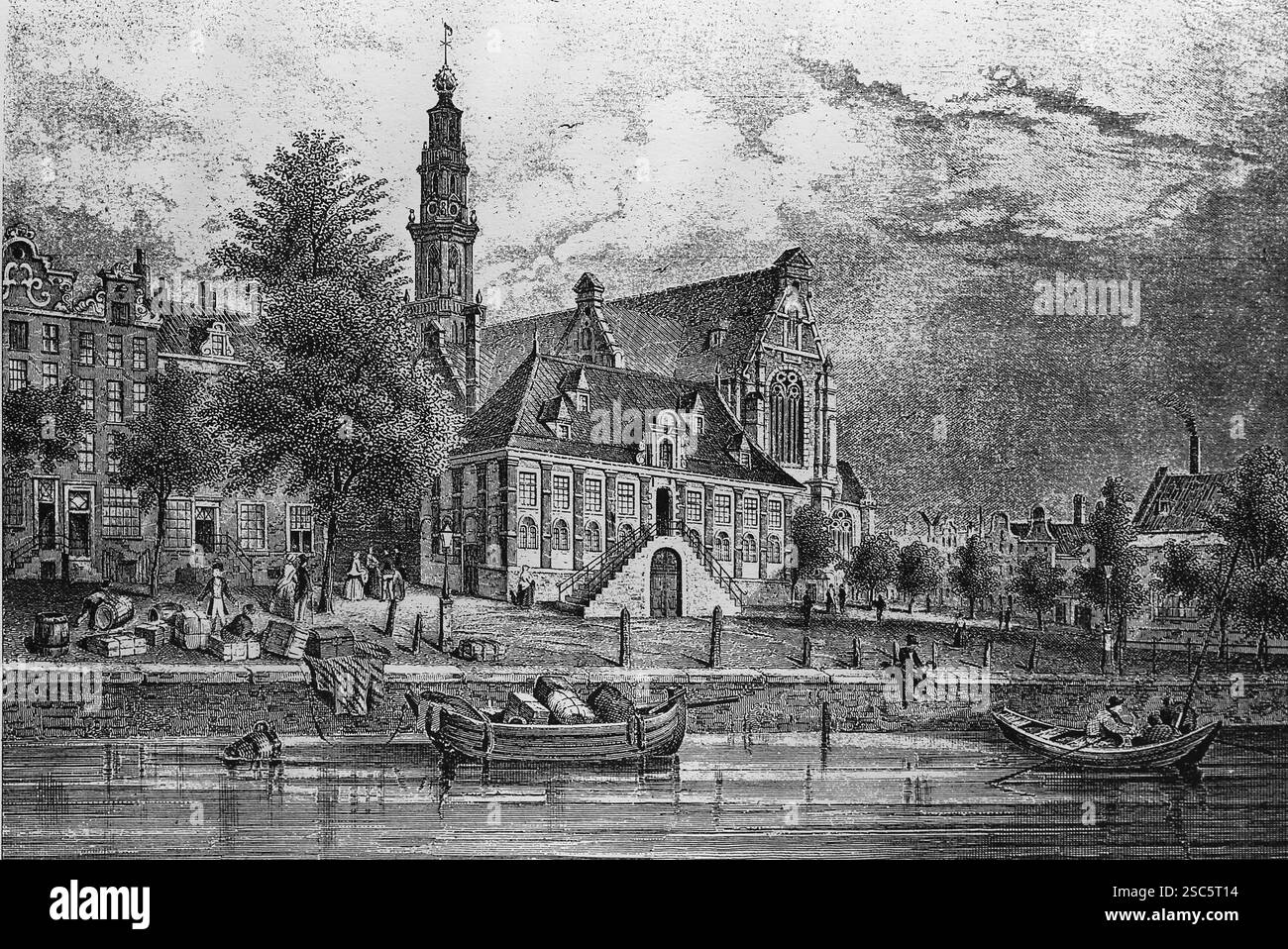 Paesi Bassi. Amsterdam. Veduta del Westerkerk churh. Incisione, 1858. W.J. Cooke (illustratore) e G. Hess (incisore). xix secolo. Foto Stock