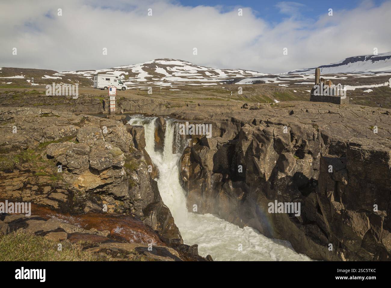 Rapide del fiume Fossa i Pjorsardal, vicino alla cascata Haifoss. E Islanda Foto Stock