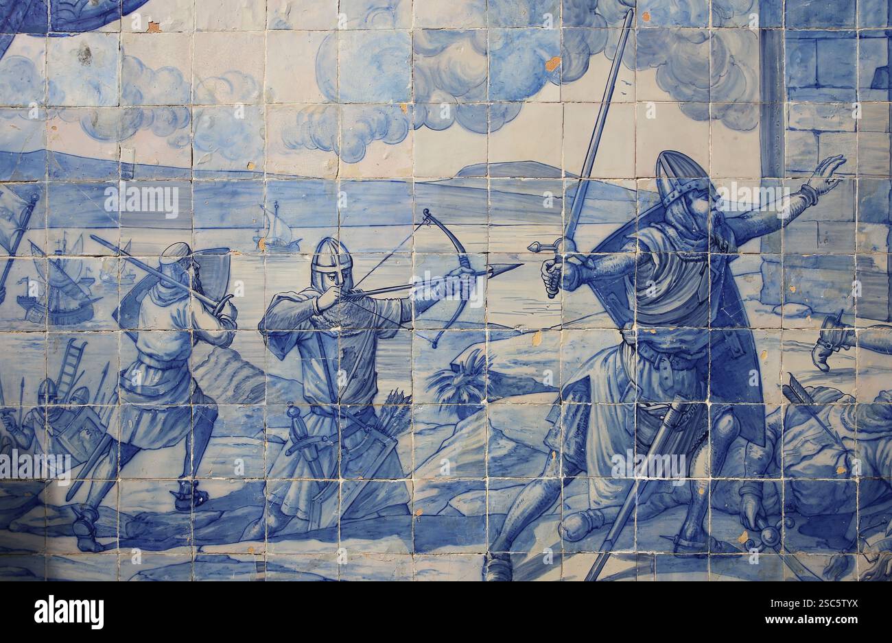 Riconquista. L'assedio di Lisbona del 1147 segnò la dinastia degli Almoravidi. Tessere. Portogallo. Foto Stock