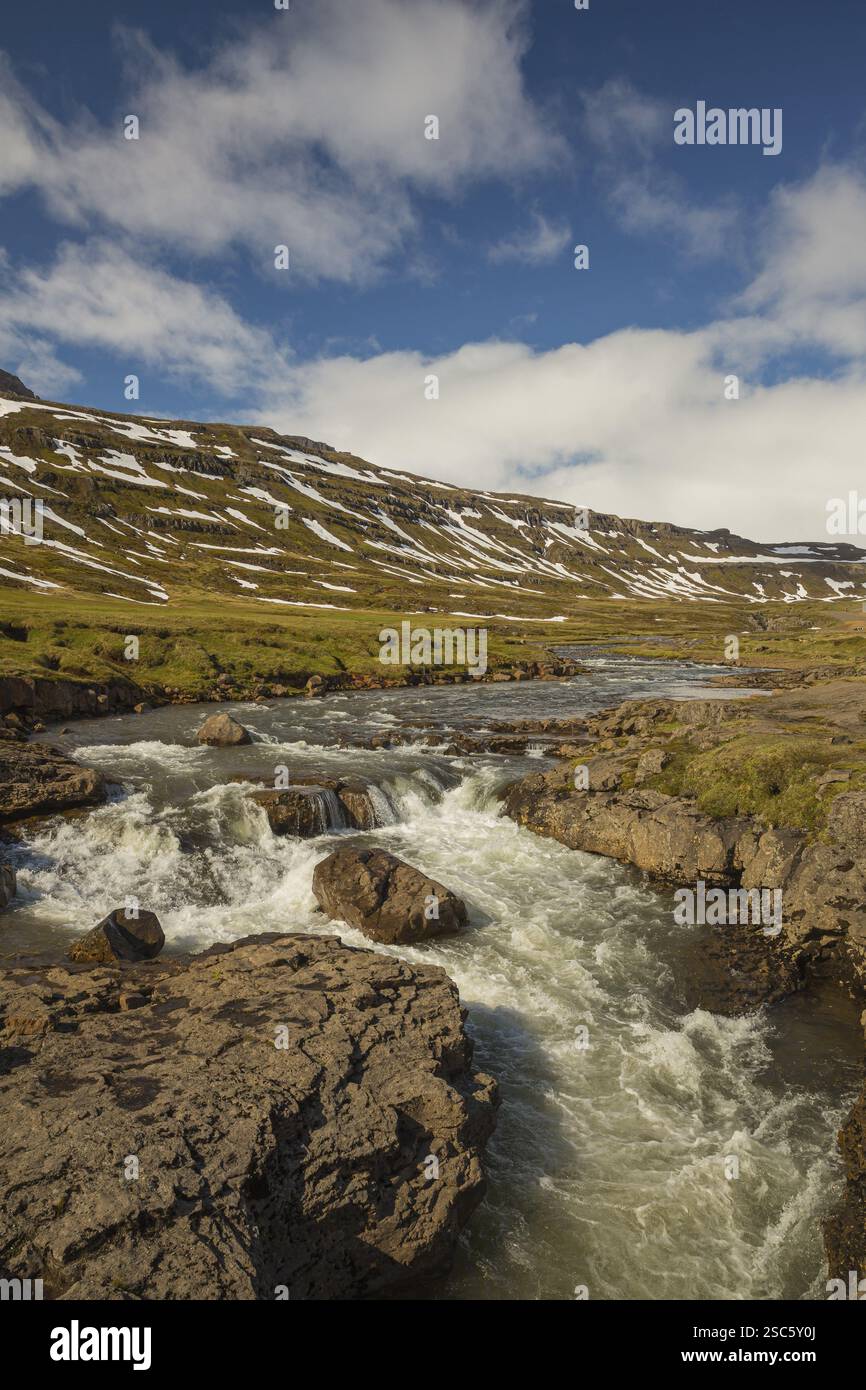 Rapide del fiume Fossa i Pjorsardal, vicino alla cascata Haifoss. E Islanda Foto Stock