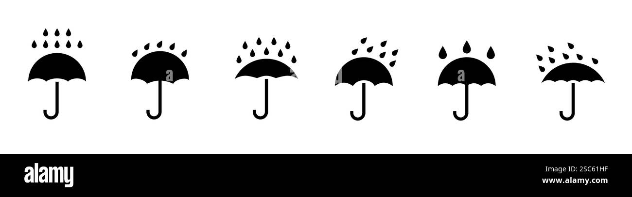 Icona vettore ombrello. Simbolo acqua ombrello protezione pioggia. Icona di caduta del segnale di sicurezza pioggia isolata Illustrazione Vettoriale