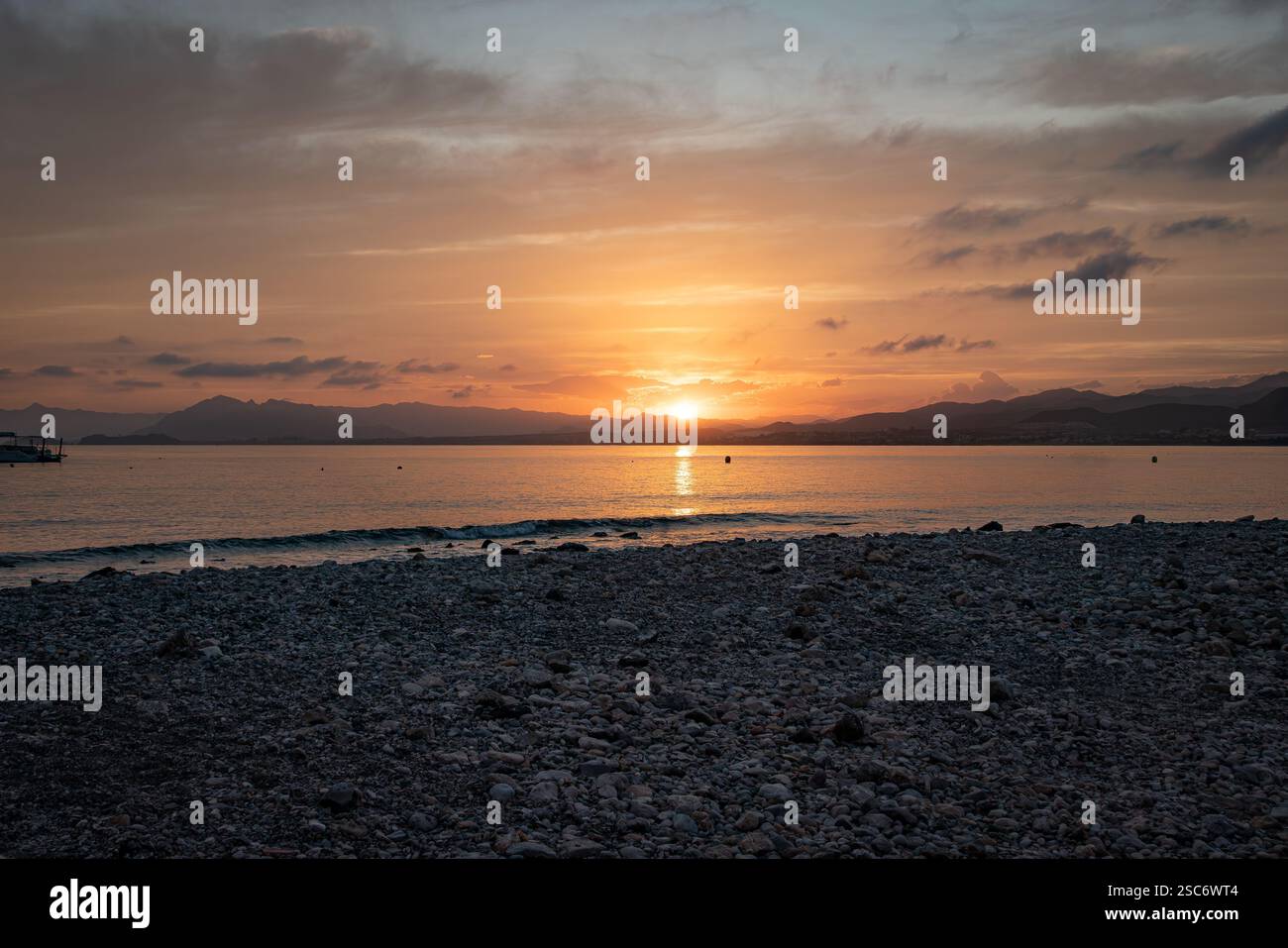 Costa mediterranea al tramonto. Murcia. Spagna Foto Stock