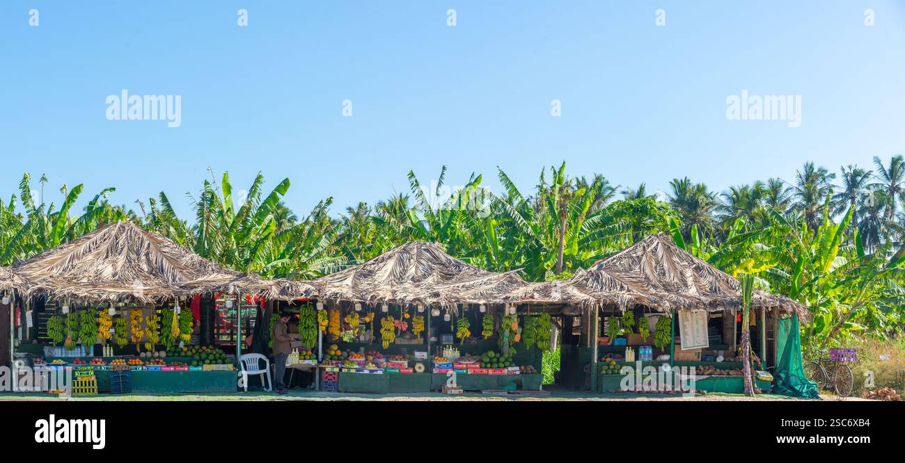 panorama delle bancarelle di frutta a Salalah, Oman Foto Stock