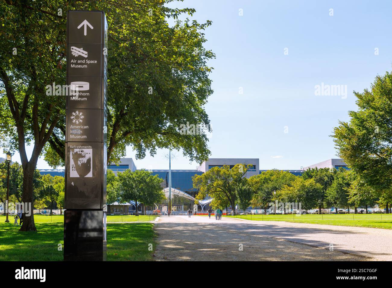 National Mall e Memorial Parks con vista sul museo aerospaziale di Washington DC, District of Columbia, USA Foto Stock