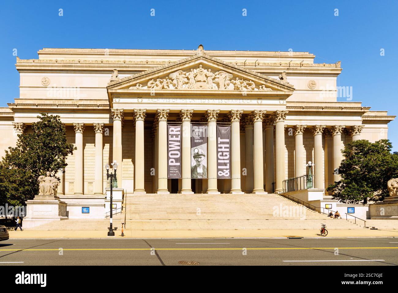 National Archives at the National Mall and Memorial Parks a Washington DC, District of Columbia, USA Foto Stock