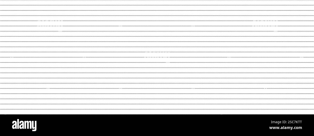 Pagina piantatrice con griglia a linee tratteggiate. Semplice trama lineare della carta per grafici. Sfondo del foglio tratteggiato della scuola ripetuto. Sfondo retro del notebook. Modello di carta per note a strisce. Sfondo vettoriale Illustrazione Vettoriale