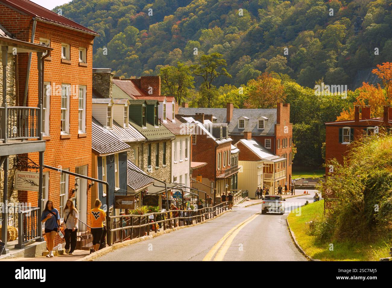 High Street nell'Harpers Ferry National Historical Park di Harpers Ferry, Jefferson County, West Virginia, Stati Uniti Foto Stock