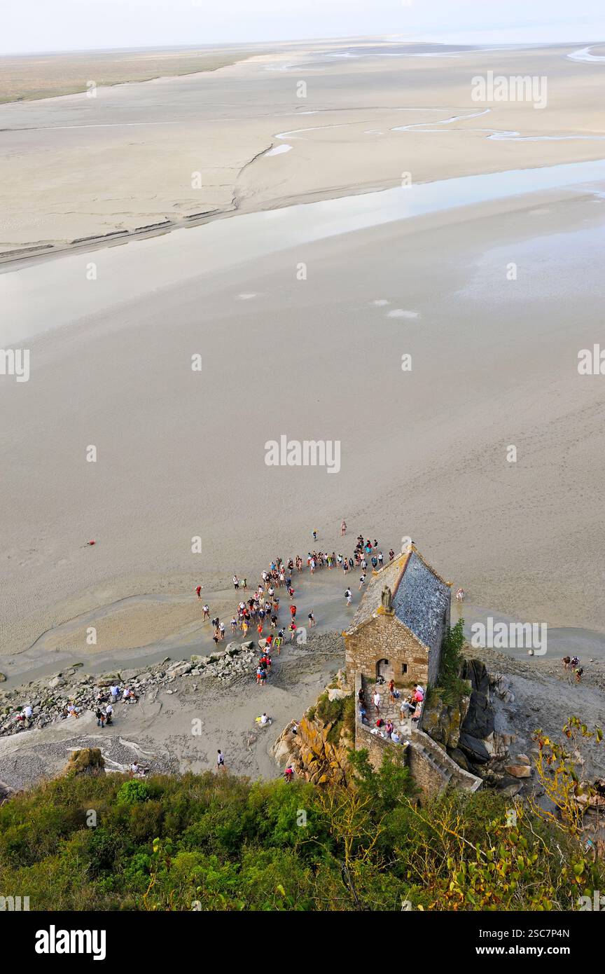 Cappella di Saint-Aubert lungo il Monte, Mont Saint-Michel, dipartimento della Manche, regione della bassa Normandia, Francia, Europa Foto Stock