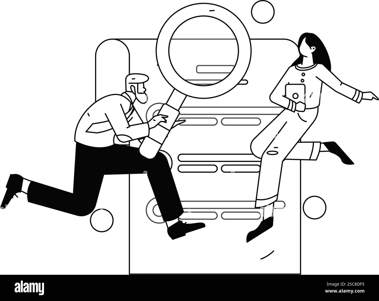 Il personale che esegue colloquio di lavoro con il concetto di vettore piatto illustrazione disegnata a mano Illustrazione Vettoriale