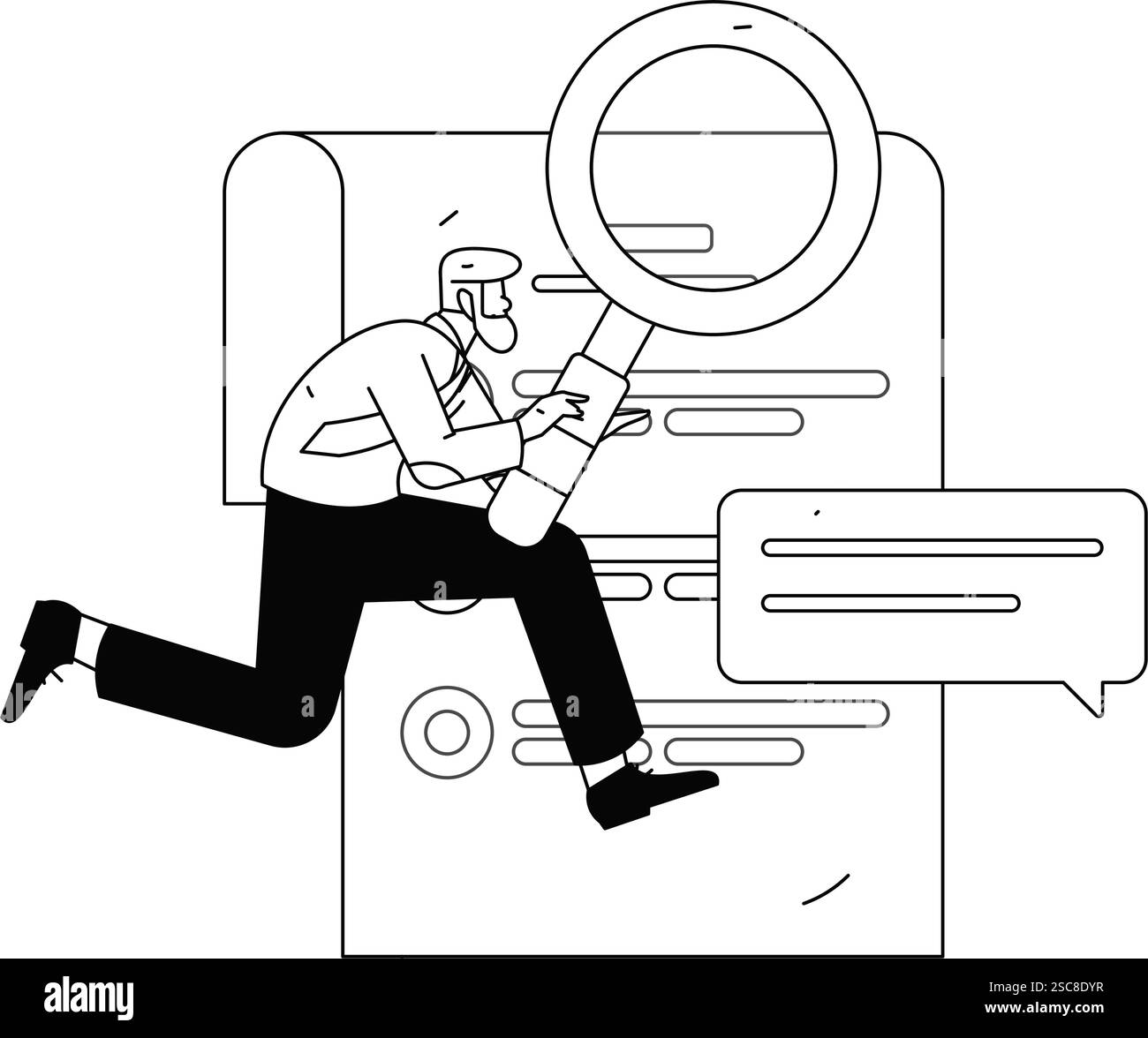 Il personale che esegue colloquio di lavoro con il concetto di vettore piatto illustrazione disegnata a mano Illustrazione Vettoriale