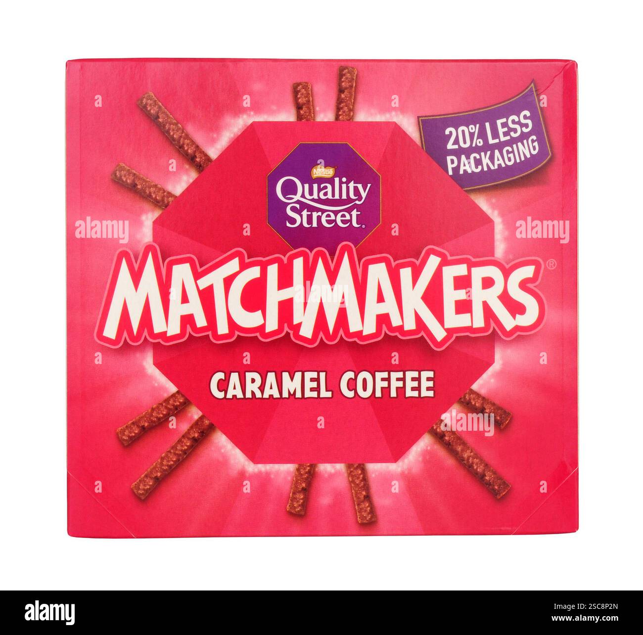 Bastoncini di cioccolato al latte aromatizzati al caramello Matchmakers in una scatola da 120 g. Foto Stock