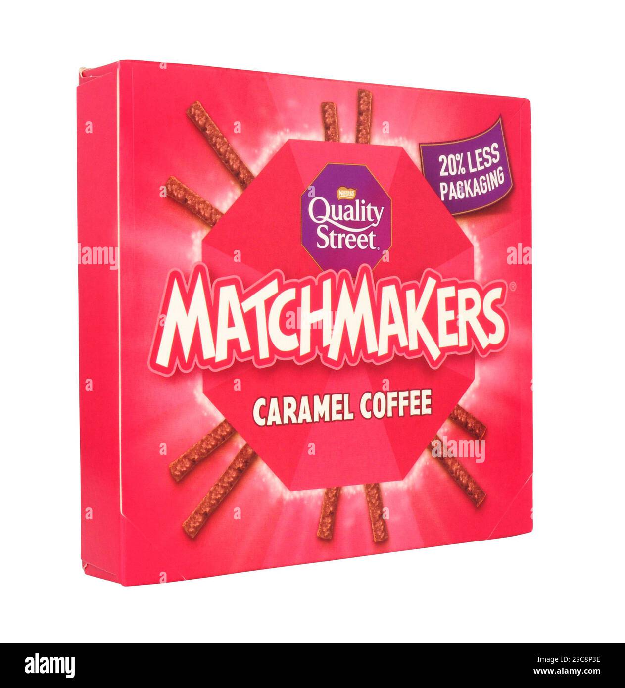 Bastoncini di cioccolato al latte aromatizzati al caramello Matchmakers in una scatola da 120 g. Foto Stock