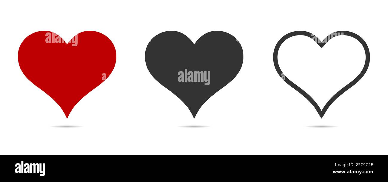 Icone simbolo Love Heart. Set icone simbolo amore, vettore simbolo amore Illustrazione Vettoriale
