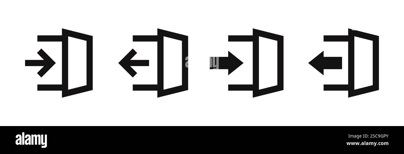 Icone di accesso e disconnessione impostate. Accedi, esci dalla raccolta di simboli. Illustrazione vettoriale. Illustrazione Vettoriale