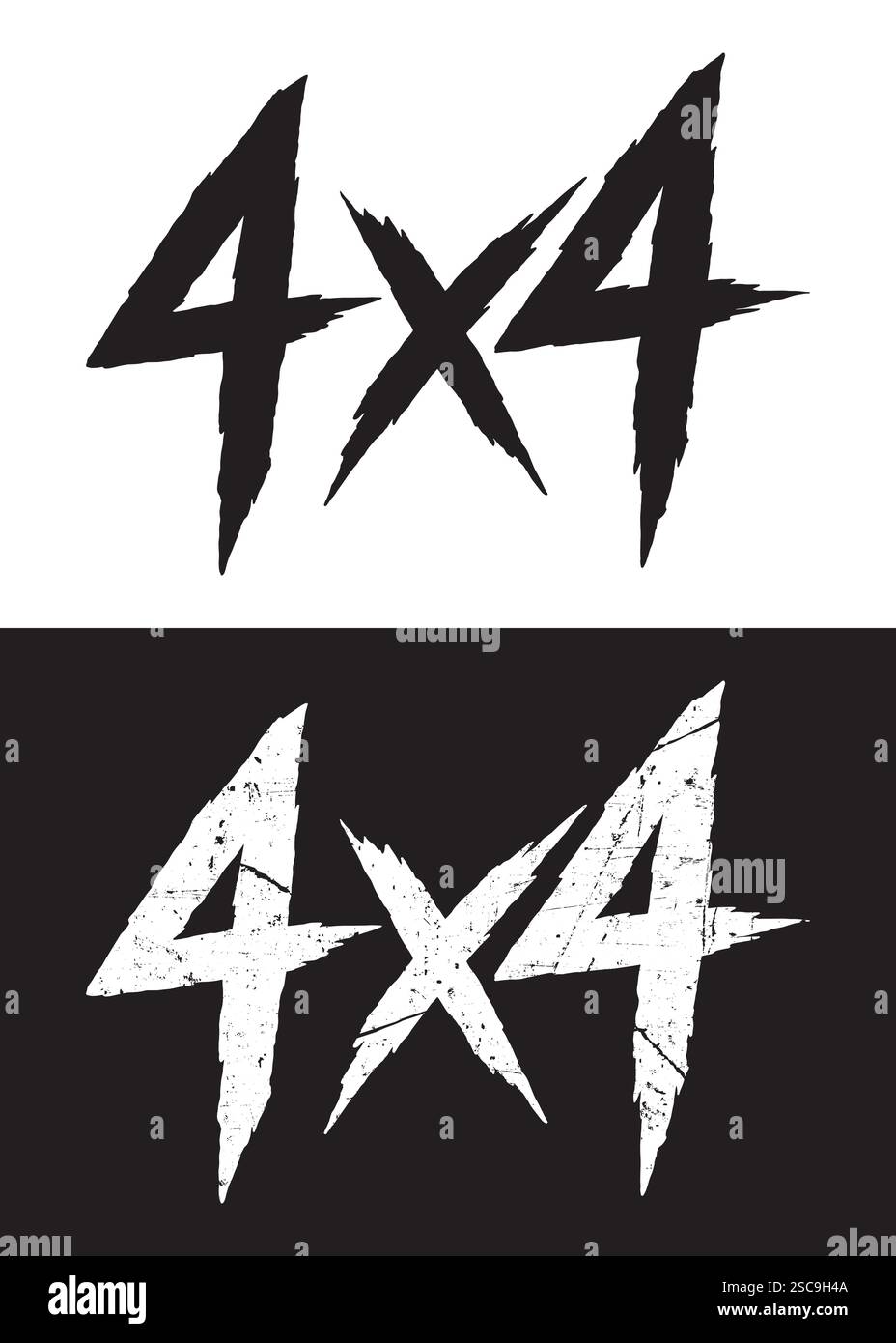 design con scritta a spazzola 4x4. Illustrazione del design vettoriale per il web, il design di t-shirt, altri usi del design grafico Illustrazione Vettoriale